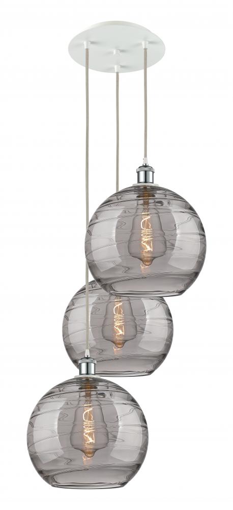 Athens Deco Swirl - 3 Light - 19 inch - White Polished Chrome - Cord Hung - Multi Pendant