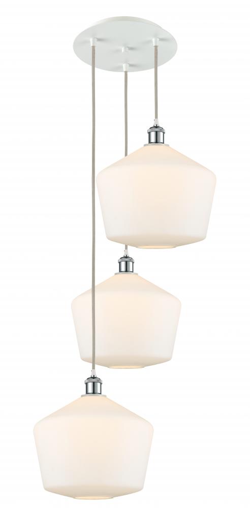 Cindyrella - 3 Light - 19 inch - White Polished Chrome - Cord Hung - Multi Pendant