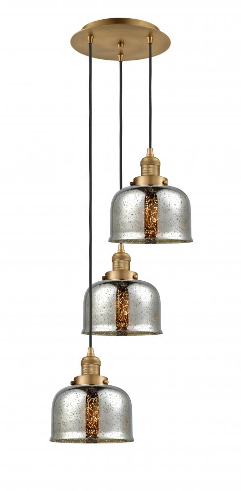 Cone - 3 Light - 14 inch - Brushed Brass - Cord hung - Multi Pendant