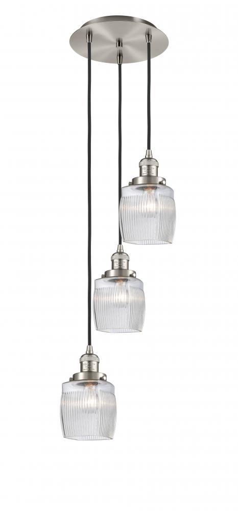 Colton - 3 Light - 12 inch - Brushed Satin Nickel - Cord hung - Multi Pendant