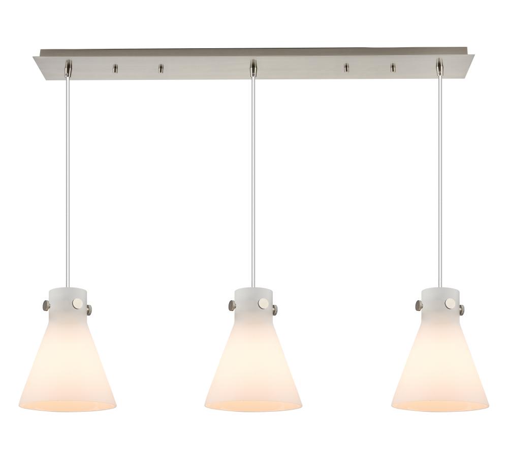 Newton Cone - 3 Light - 40 inch - Brushed Satin Nickel - Linear Pendant