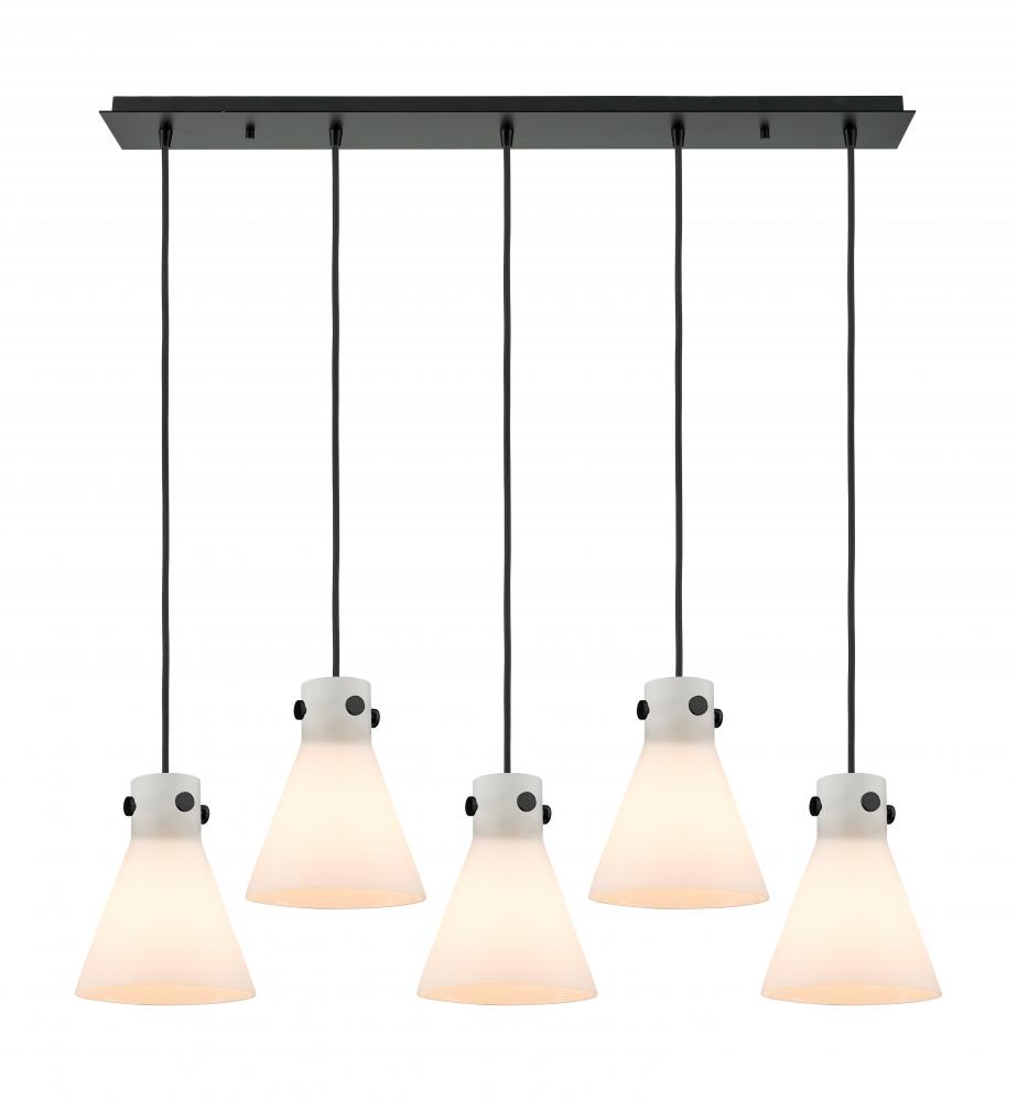 Newton Cone - 5 Light - 40 inch - Matte Black - Linear Pendant