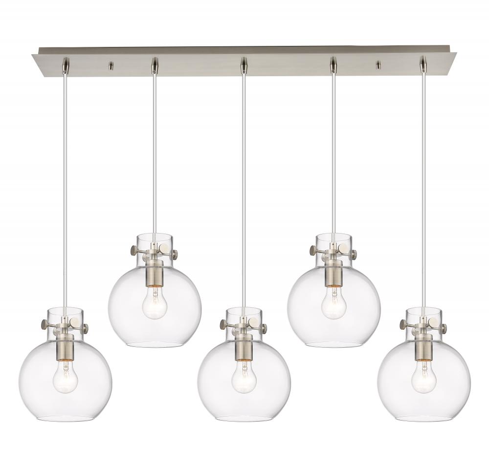 Newton Sphere - 5 Light - 40 inch - Brushed Satin Nickel - Linear Pendant