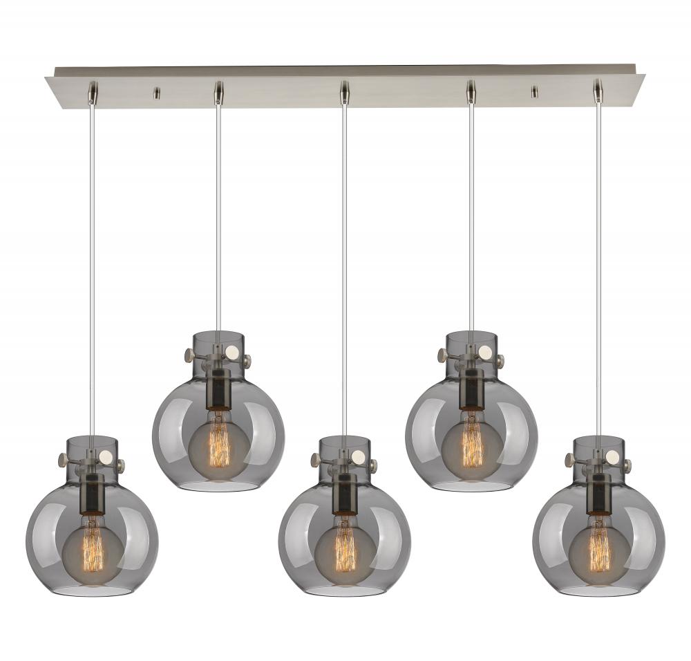 Newton Sphere - 5 Light - 40 inch - Brushed Satin Nickel - Cord hung - Linear Pendant