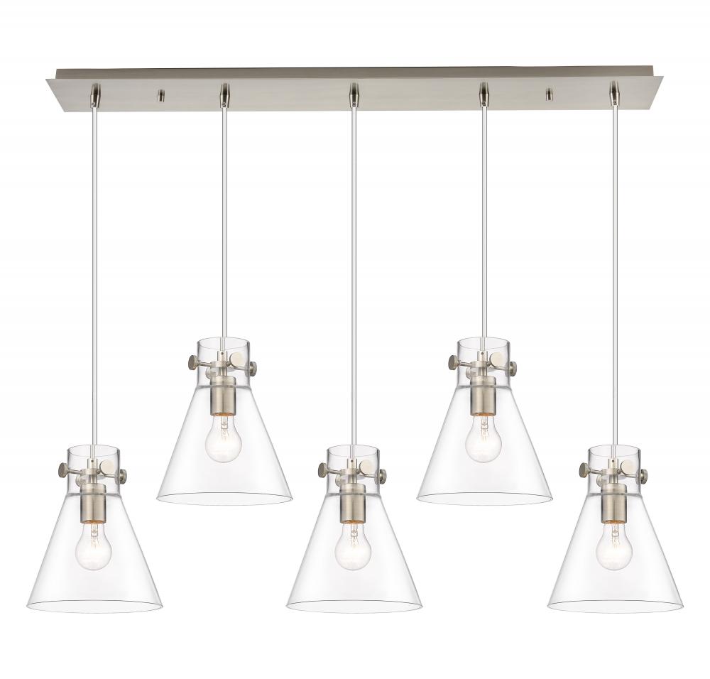 Newton Cone - 5 Light - 40 inch - Brushed Satin Nickel - Linear Pendant