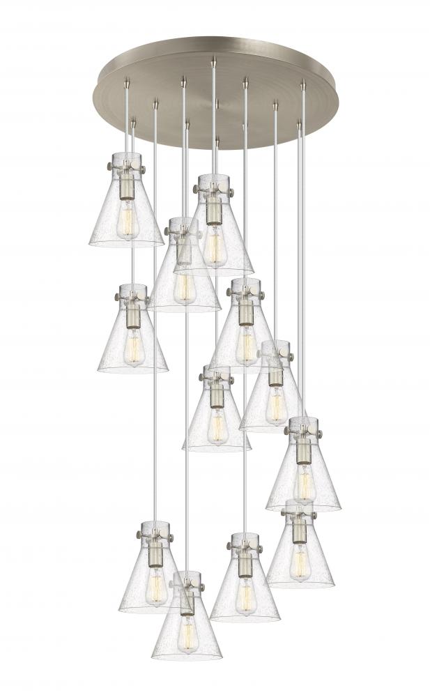 Newton Cone - 12 Light - 27 inch - Brushed Satin Nickel - Multi Pendant