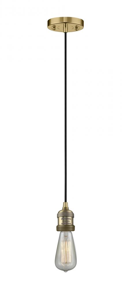 Bare Bulb - 1 Light - 3 inch - Brushed Brass - Cord hung - Mini Pendant