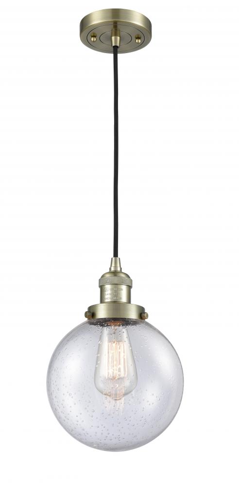 Beacon - 1 Light - 8 inch - Antique Brass - Cord hung - Mini Pendant