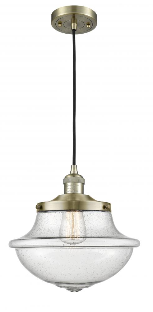 Oxford - 1 Light - 12 inch - Antique Brass - Cord hung - Mini Pendant