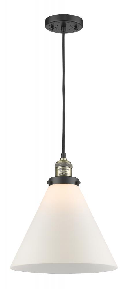 Cone - 1 Light - 12 inch - Black Antique Brass - Cord hung - Mini Pendant