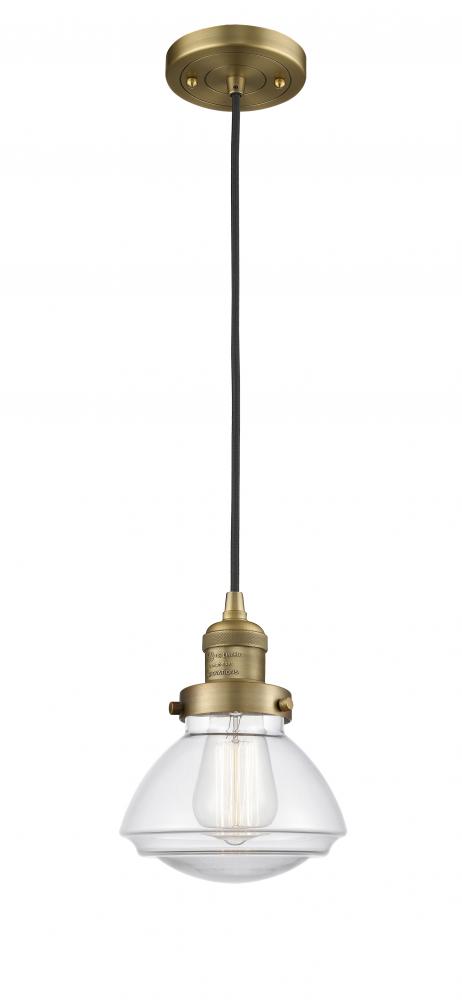 Olean - 1 Light - 7 inch - Brushed Brass - Cord hung - Mini Pendant