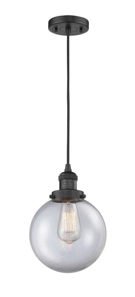 Beacon - 1 Light - 8 inch - Matte Black - Cord hung - Mini Pendant