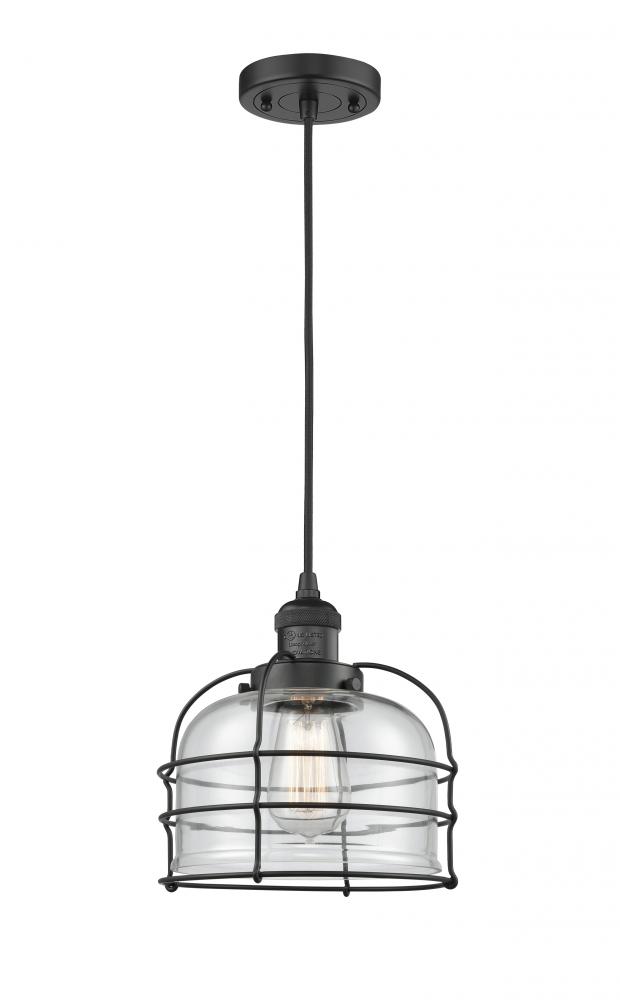 Bell Cage - 1 Light - 9 inch - Matte Black - Cord hung - Mini Pendant