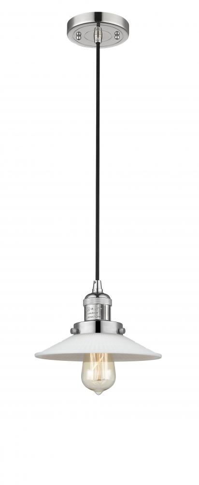 Halophane - 1 Light - 9 inch - Polished Nickel - Cord hung - Mini Pendant