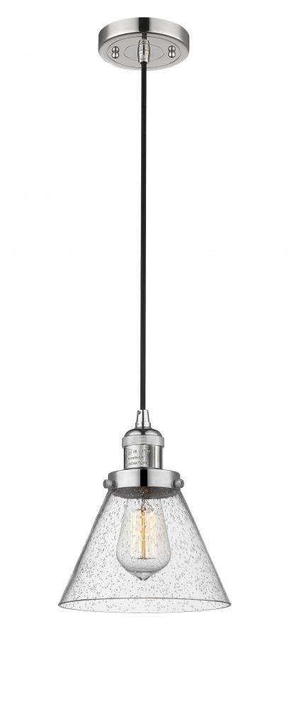 Cone - 1 Light - 8 inch - Polished Nickel - Cord hung - Mini Pendant