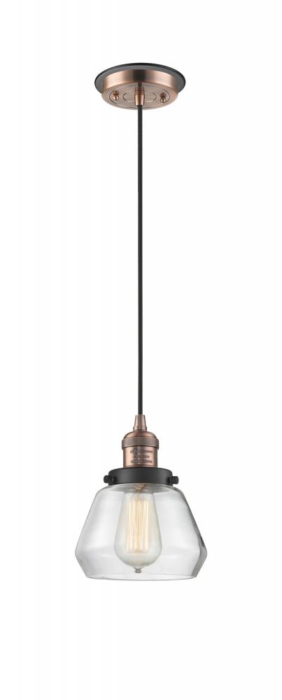 Fulton - 1 Light - 7 inch - Antique Copper - Cord hung - Mini Pendant