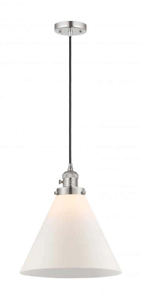 Cone - 1 Light - 12 inch - Polished Nickel - Cord hung - Mini Pendant