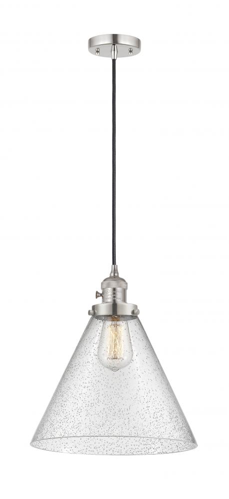 Cone - 1 Light - 12 inch - Polished Nickel - Cord hung - Mini Pendant