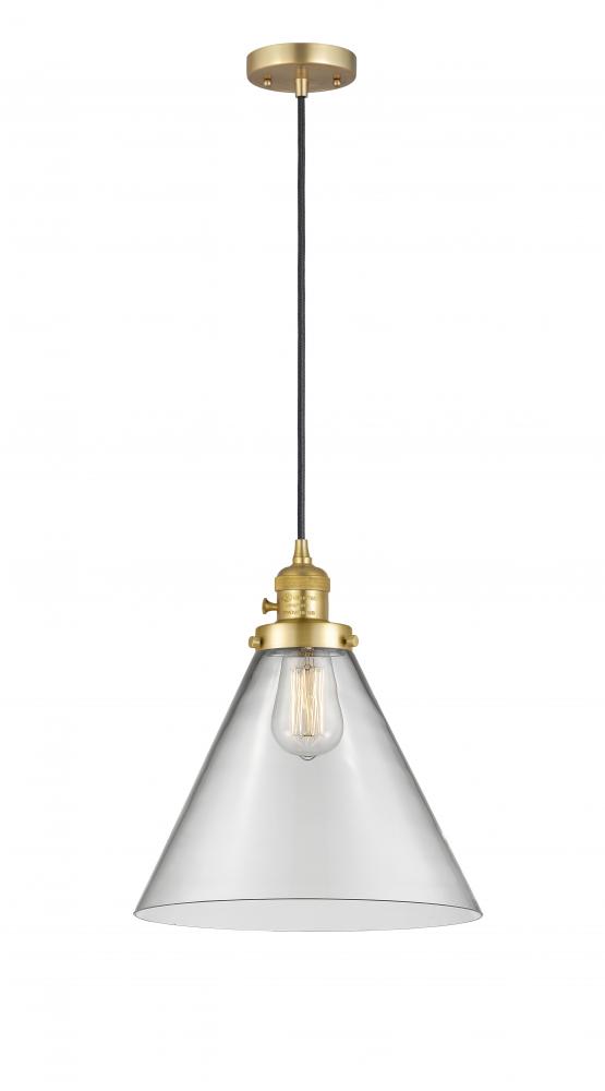 Cone - 1 Light - 12 inch - Satin Gold - Cord hung - Mini Pendant