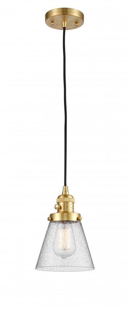 Cone - 1 Light - 6 inch - Satin Gold - Cord hung - Mini Pendant