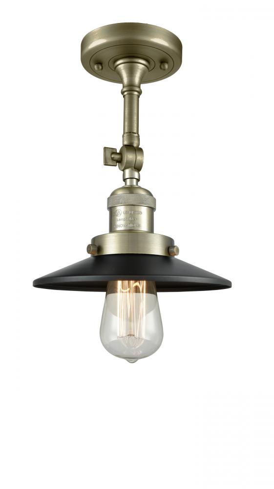 Railroad - 1 Light - 8 inch - Antique Brass - Semi-Flush Mount