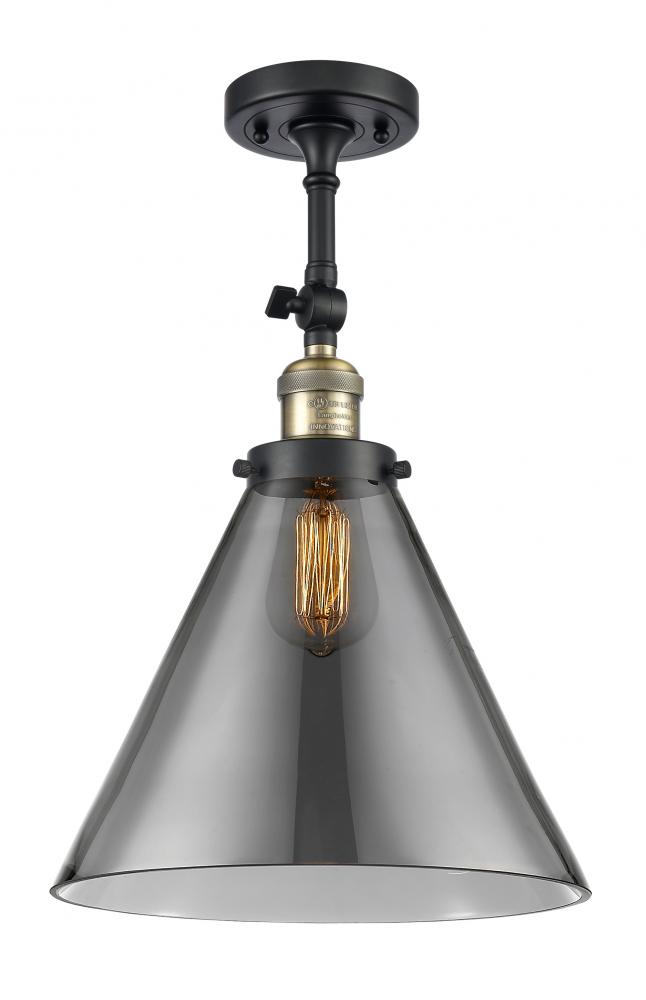 Cone - 1 Light - 12 inch - Black Antique Brass - Semi-Flush Mount