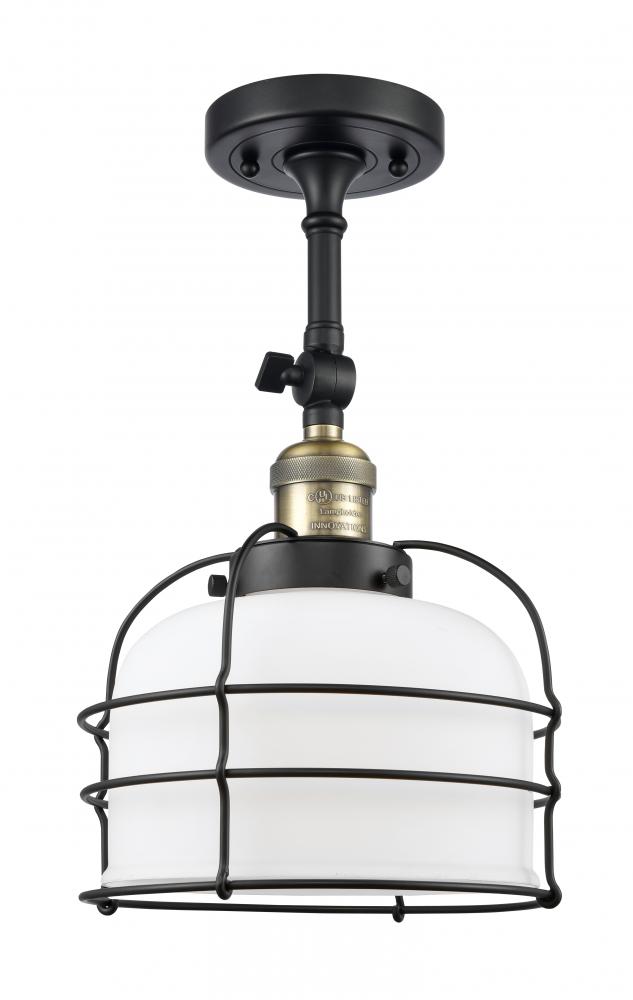 Bell Cage - 1 Light - 9 inch - Black Antique Brass - Semi-Flush Mount