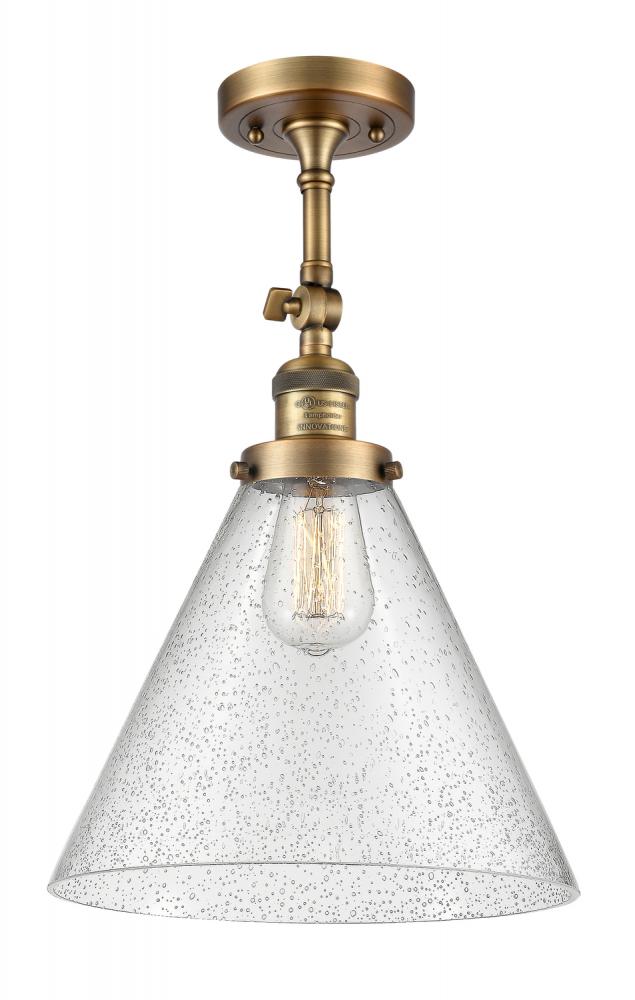 Cone - 1 Light - 12 inch - Brushed Brass - Semi-Flush Mount