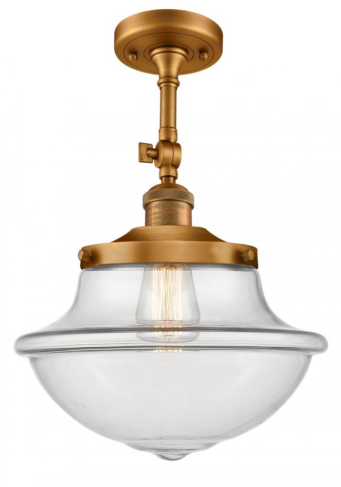 Oxford - 1 Light - 12 inch - Brushed Brass - Semi-Flush Mount