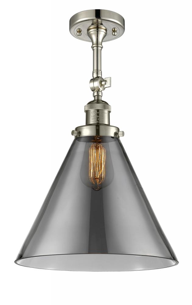 Cone - 1 Light - 12 inch - Polished Nickel - Semi-Flush Mount