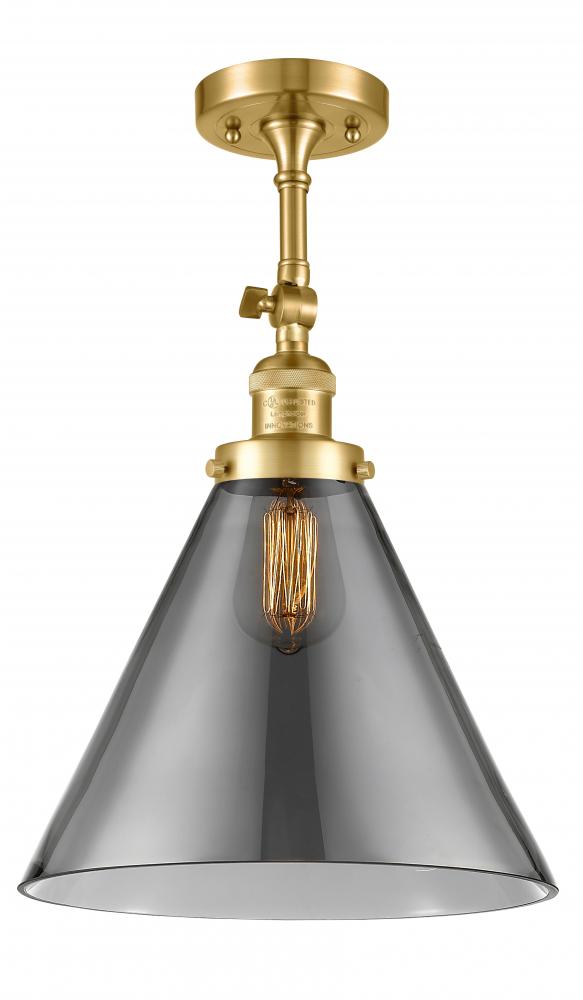 Cone - 1 Light - 12 inch - Satin Gold - Semi-Flush Mount