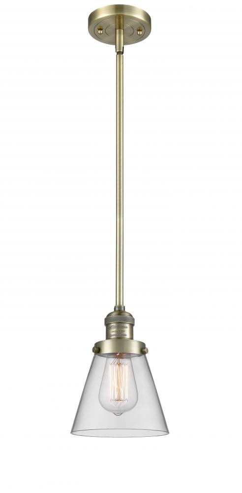 Cone - 1 Light - 6 inch - Antique Brass - Stem Hung - Mini Pendant