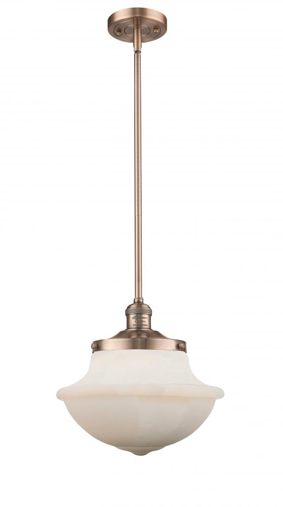 Oxford - 1 Light - 12 inch - Antique Copper - Stem Hung - Mini Pendant