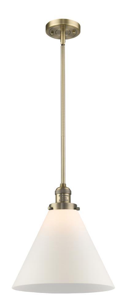 Cone - 1 Light - 12 inch - Brushed Brass - Stem Hung - Mini Pendant