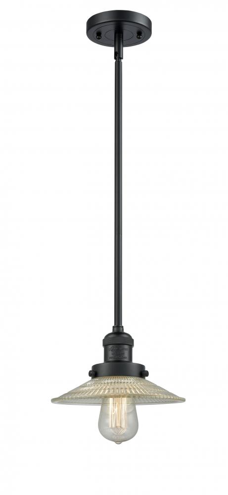 Halophane - 1 Light - 9 inch - Matte Black - Stem Hung - Mini Pendant