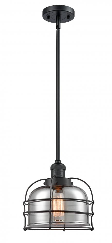 Bell Cage - 1 Light - 9 inch - Matte Black - Stem Hung - Mini Pendant