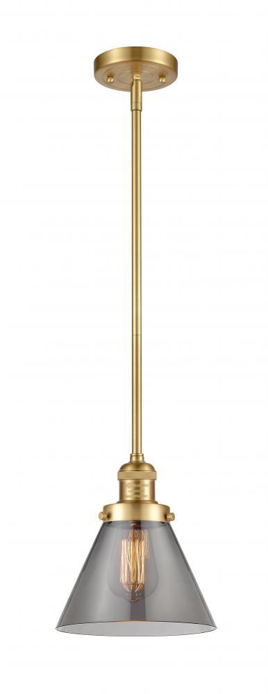 Cone - 1 Light - 8 inch - Satin Gold - Stem Hung - Mini Pendant