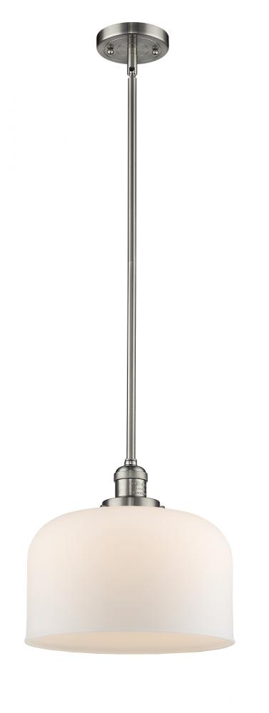 Bell - 1 Light - 12 inch - Brushed Satin Nickel - Stem Hung - Mini Pendant