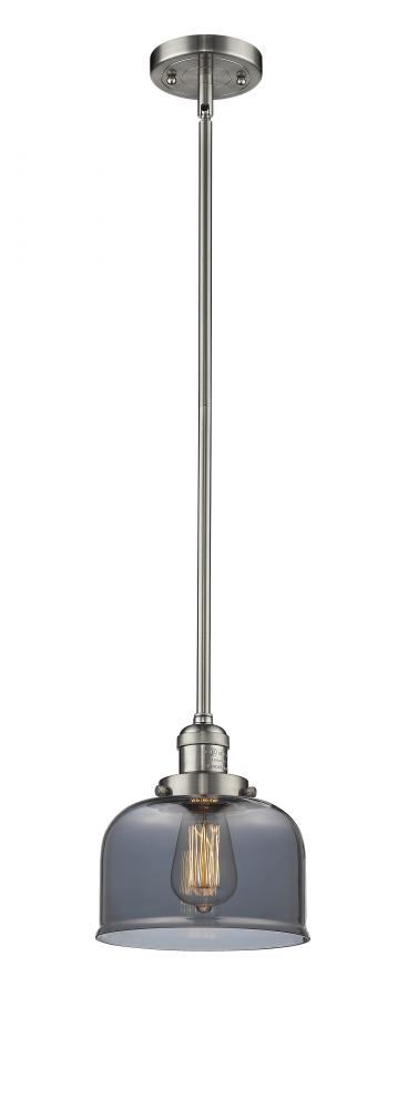 Bell - 1 Light - 8 inch - Brushed Satin Nickel - Stem Hung - Mini Pendant