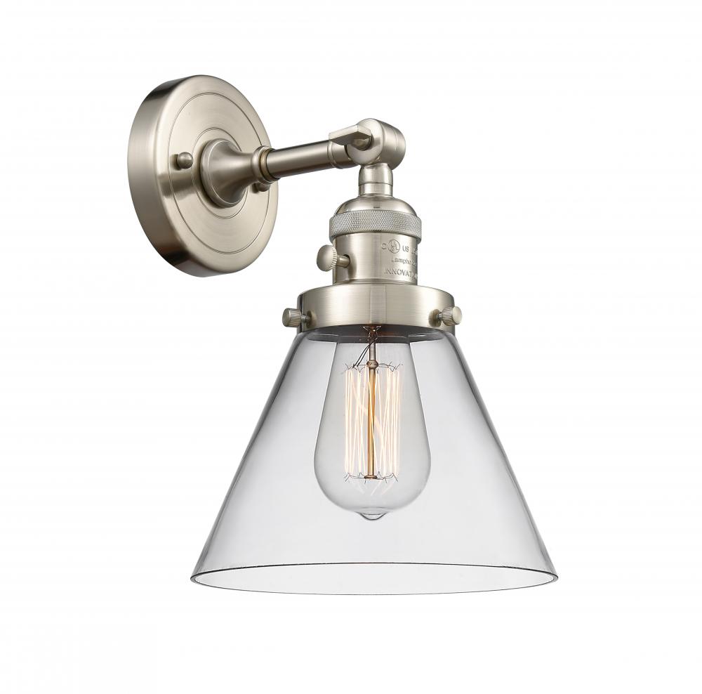 Cone - 1 Light - 8 inch - Brushed Satin Nickel - Sconce