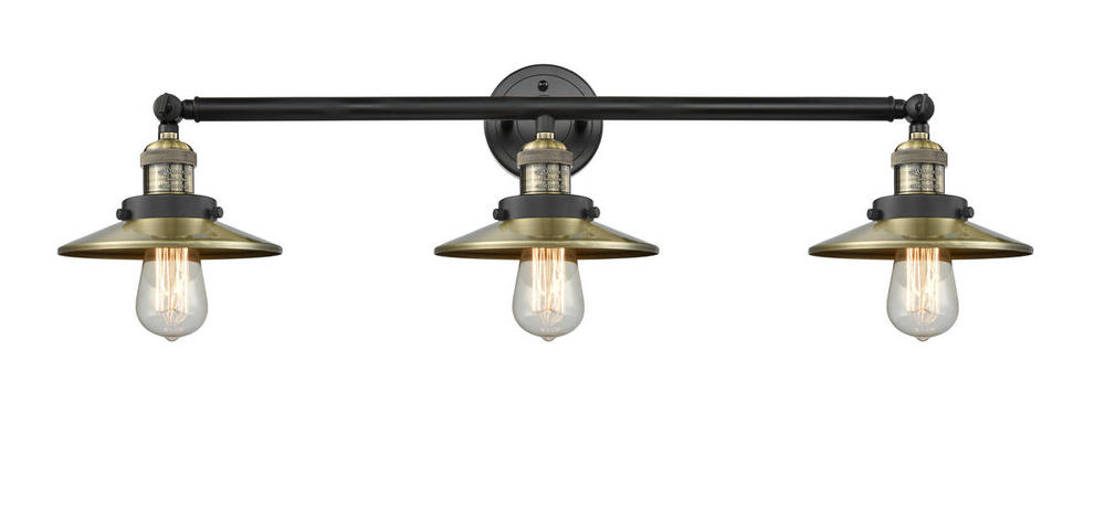 Railroad - 3 Light - 32 inch - Black Antique Brass - Bath Vanity Light