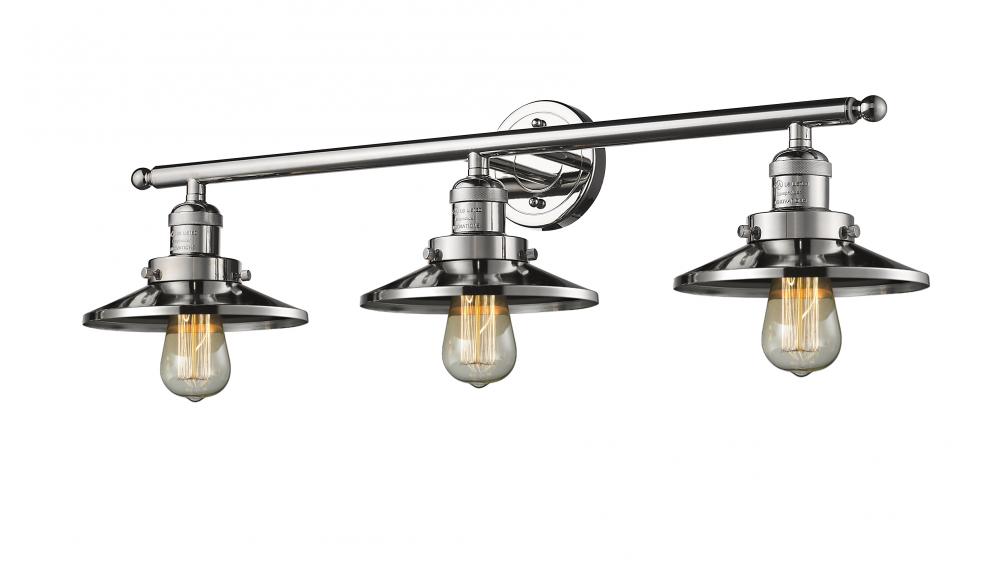 Railroad - 3 Light - 32 inch - Polished Nickel - Bath Vanity Light