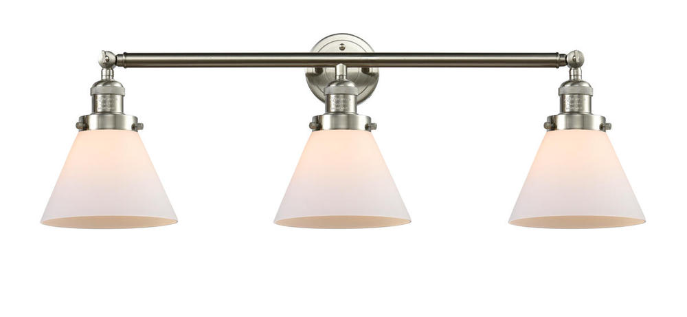 Cone - 3 Light - 32 inch - Brushed Satin Nickel - Bath Vanity Light