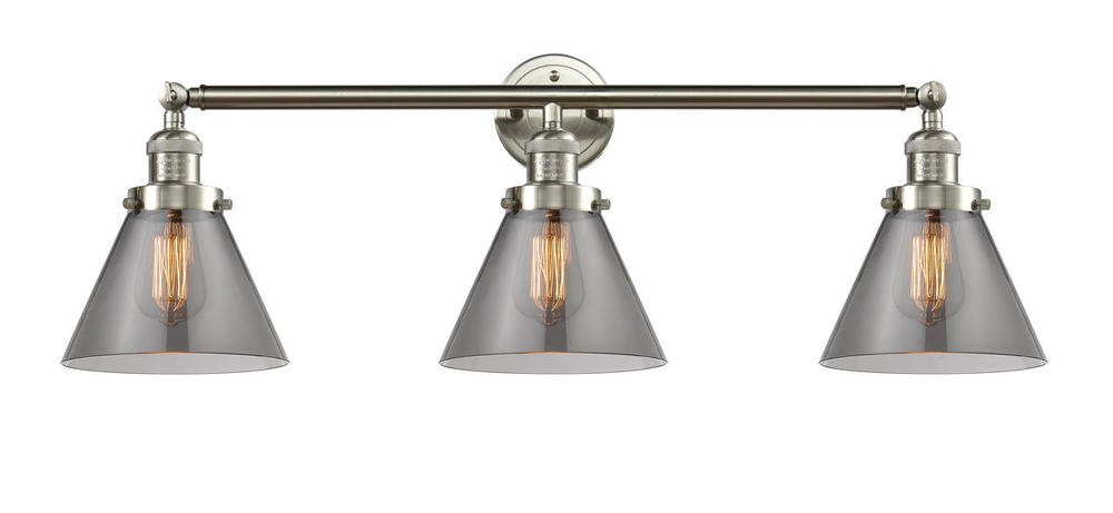 Cone - 3 Light - 32 inch - Brushed Satin Nickel - Bath Vanity Light