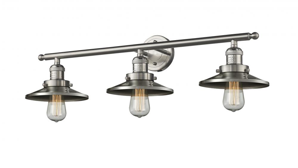 Railroad - 3 Light - 32 inch - Brushed Satin Nickel - Bath Vanity Light