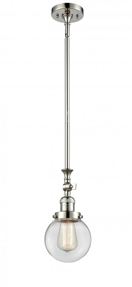 Beacon - 1 Light - 6 inch - Polished Nickel - Stem Hung - Mini Pendant