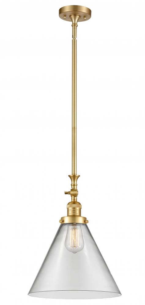 Cone - 1 Light - 12 inch - Satin Gold - Stem Hung - Mini Pendant