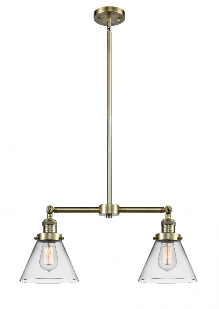 Cone - 2 Light - 21 inch - Antique Brass - Stem Hung - Island Light