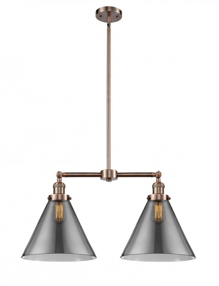 Cone - 2 Light - 21 inch - Antique Copper - Stem Hung - Island Light