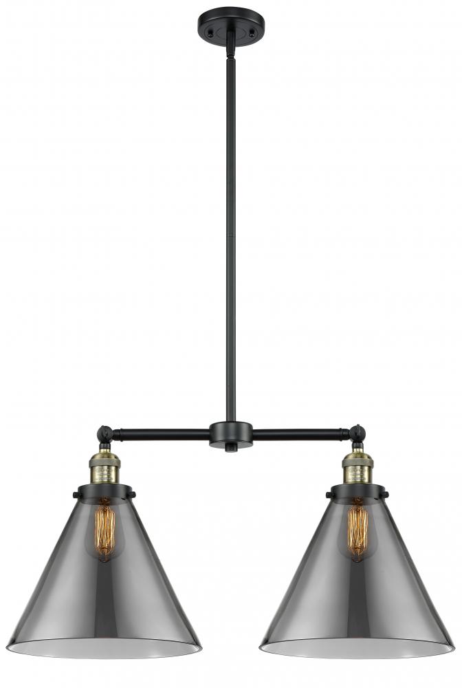 Cone - 2 Light - 21 inch - Black Antique Brass - Stem Hung - Island Light